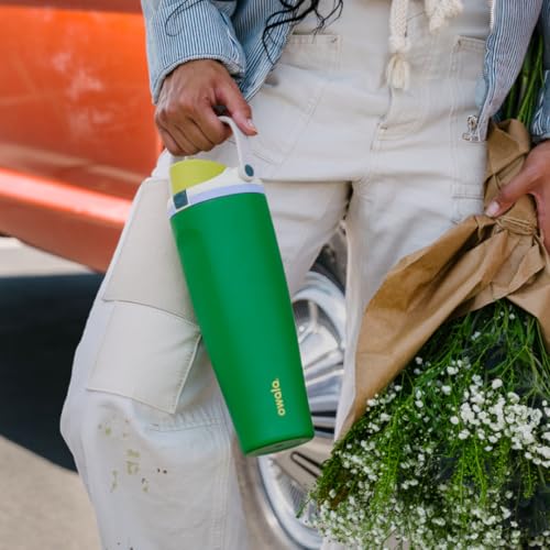 Image of Owala FreeSip Tumbler Insulated Stainless Steel Water Bottle with Built-in Straw and Side Handle, For Travel, Work, School, and Sports, 40oz, BPA Free, Leak Proof, Putting Green