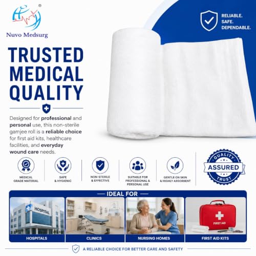 Image of Non-Sterile Gamjee Roll for Dressing & Wound Care, 15cm x 3mtr (Pack of 3) - Absorbent Surgical Cotton Pad, Medical Grade Material for First Aid, Hospital & Clinical Use