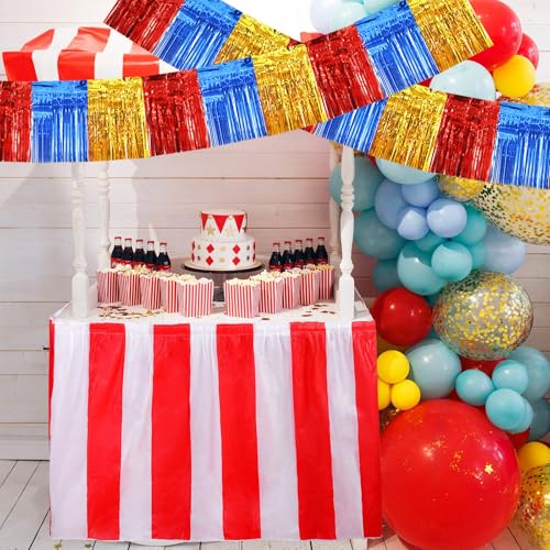 Image of BEISHIDA 3 Packs Metallic Foil Fringe Garland Gold Red Blue Wall Hanging Tinsel Fringe Banners for Car Floats Birthday Baby Bridal Shower Wedding Graduation Holiday Party Decoration(30 Feet)