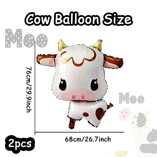 Image of Cow Balloons Cute Cow Foil Balloon Animal Balloons 2pcs | Baby Shower Birthday and Farm Animal Theme Party Decorations