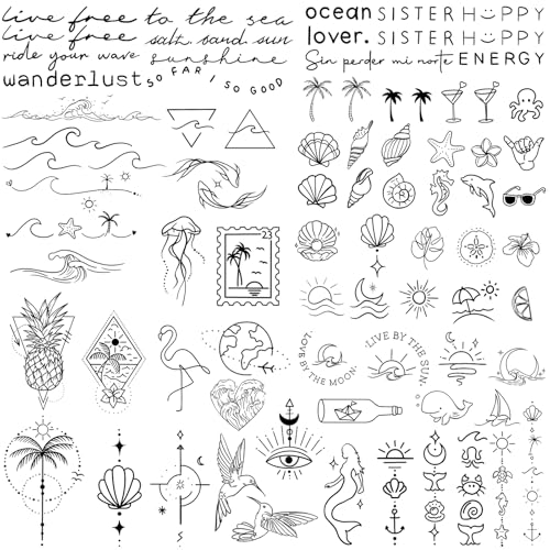 HOKYYCC 3 Bögen Temporäre Tattoos, Tatoo Temporäre 2 wochen, 130 Stück Tattoos Erwachsene, 80+ verschiedene Meeresthemen Fake Tattoo, Wasserfeste Tattoo-Aufkleber, Geeignet für Feiertagspartys usw HOKYYCC 3 Bögen Temporäre Tattoos, Tatoo Temporäre 2 wochen, 130 Stück Tattoos Erwachsene, 80+ verschiedene Meeresthemen Fake Tattoo, Wasserfeste Tattoo-Aufkleber, Geeignet für Feiertagspartys usw