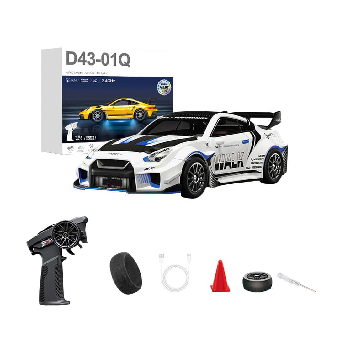 Amazon.co.jp: GoAssemb 1/43スケール 合金 RC ドリフトカー 2.4G 4WD