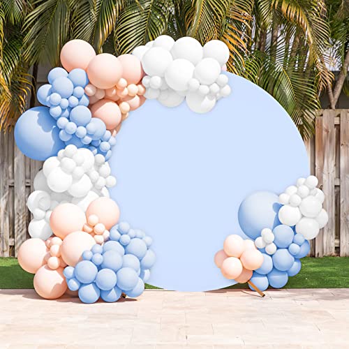 Image of Blue Round Backdrop Cover 6.5ft Blue Arch Cover Circle Birthday Photo Photography Balloon Background for Party Baby Shower Wedding Decorations