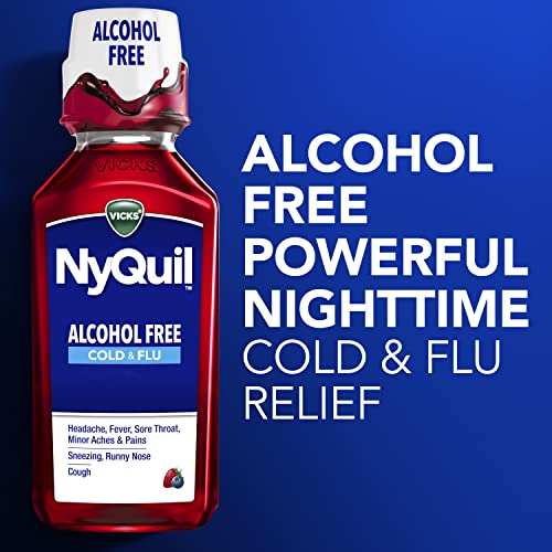 Vicks NyQuil, Alcohol Free, Cough, Cold & Flu Relief, Sore Throat, Fever & Congestion Relief, Berry, 12 Fl Oz - Image 4