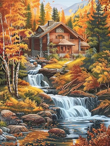 SKRYUIE 5D Hut Diamond Painting Kits - DIY Diamond Art Kits for Adults Scenery, Full Round Drill - Crystal Cross Stitch - Adults Craft for Wall & Office Decor - 12x16 Inch q22