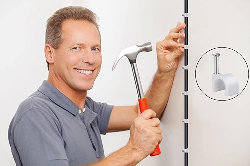 Miniatura 6 de Clips de cable de 0.394in, 100 clips de cable de 0.394in, clips de cable coaxiales, clips de cable para altavoz, clavos de cable para cables,