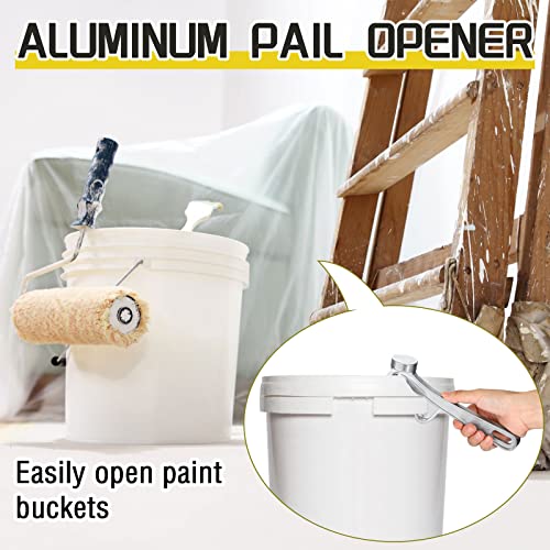 1 Pcs Aluminum Bucket Lid Opener And 3 Pcs Plastic 5 Gallon Pail Opener Manual Metal Industrial Can Opener Bucket Lid Removal Tool Aluminum Can Top Remover Silver Buckets Lid Wrench For Home #TOP4