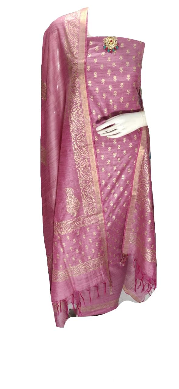 SMA creation women's Bhagalpuri handloom Banswada silk golden handblock print unstiched salwar suit design top 2.5 mtre/bottom 2.5 mtre/dupatta 2.5 mtre /(SMA90012)-image-37