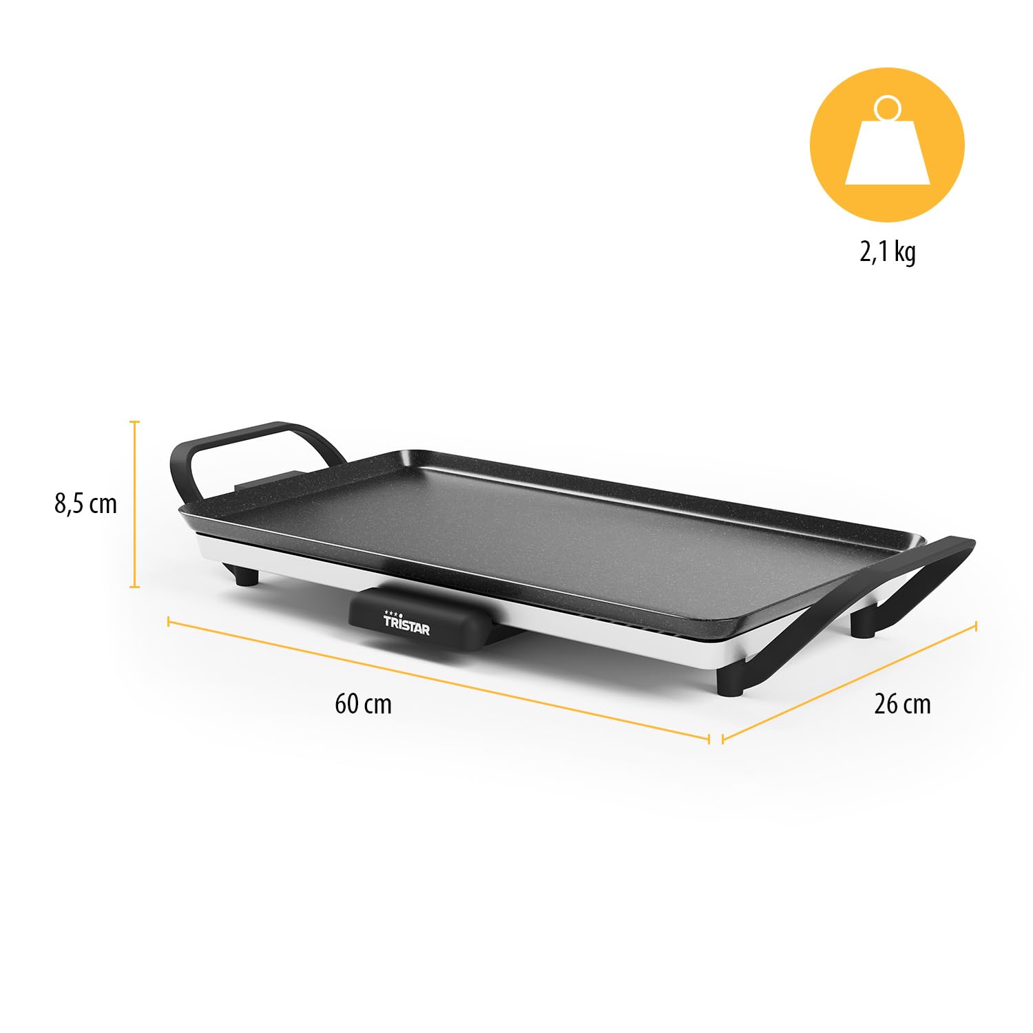 Tristar Tischgrill Slim M 46x26 cm Antihaftbeschichtung Cool-Touch Griffe Thermostat BP-2667