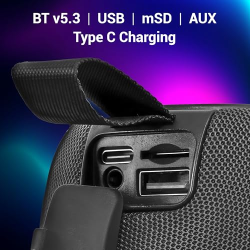 ZEBRONICS Sonic POD 20, Portable Bluetooth Speaker, 10 Watts, Upto 15 Hours Playback, RGB LED, Call Function, Fabric Finish with Carry Loop, BTv5.3... - Image 4