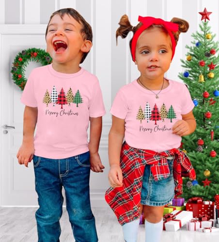 Image of Christmas Tree Shirt for Toddler Boys Girls Merry Christmas T-Shirts Short Sleeve Holiday Tee Xmas Gift Tops