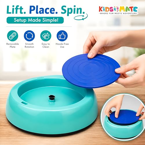 Image of Kidsmate Pottery Making Kit for Kids | DIY Art & Craft Clay Kit with Battery Operated Pottery Wheel, Paints, Tools & Brushes | Creative Toys for Kids 6+ Years