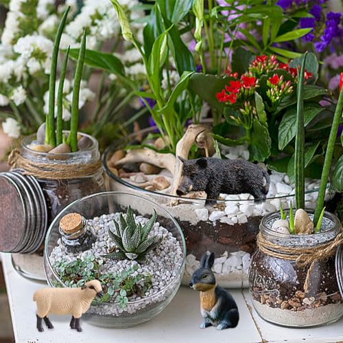 FineInno 6Pcs Mini Farm Animal Figurines Include 3D Rabbit Pig Sheep Lamb Wild Boar Antelope Plastic Realistic Statue Cake Topper Model Home Decor - Image 3