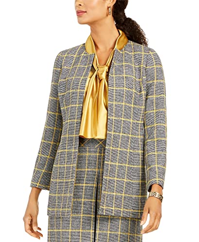 Kasper Women's Jewel Neck Plaid Jacket