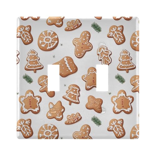 UMIRIKO Cute Christmas Gingerbread Man Light Switch Cover Plate Covers Decorative Double Toggle Home Decor 202b6552