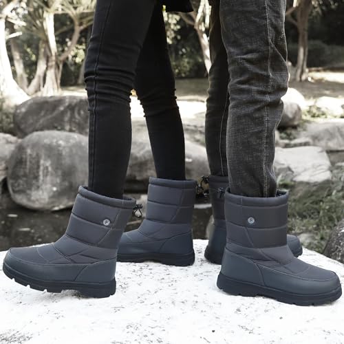 BARFULKER Winterstiefel Herren Damen Wasserdicht Winterschuhe Warm Gefüttert Schneestiefel Leicht Wanderschuhe Trekkingschuhe Rutschfest Stiefel,Grau 43 EU