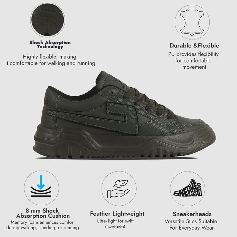 Image of FAUSTO Men's Low Top Chunky Lace-Up Sneaker Shoes|Low Ankle Casual Shoes|All Day Comfortable Sneakers