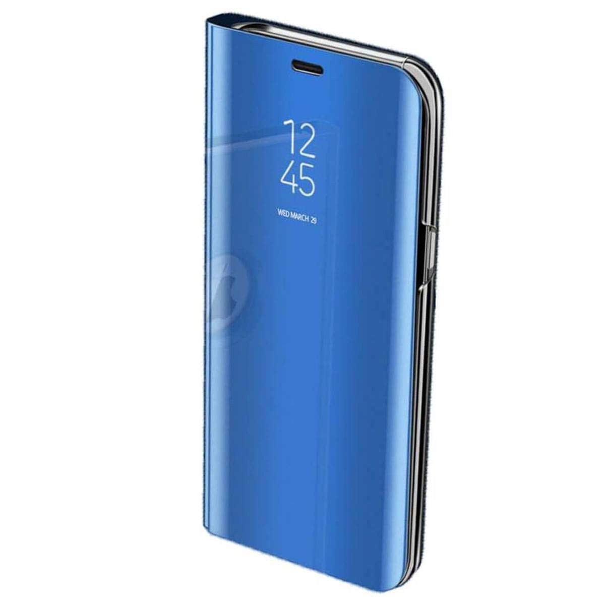 FinestBazaar For Apple iPhone XR Case Ultra Slim Clear View Standing Cover Flip Case Mirror Plating Holder - Blue