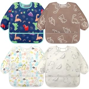 Accmor 4 Pack Long Sleeve Bibs, Bab...