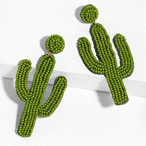 Statement Beaded Drop Earrings for Women Bohemian Cute Cactus Sequins Leaf Evil Eyes Beaded Dangle Earrings Boho Handmade Hoop Earrings Fashion for Love Women Wedding Jewelry