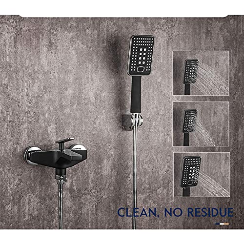 Robinet de bain cascade en laiton chic avec douchette noire et blanche - 7