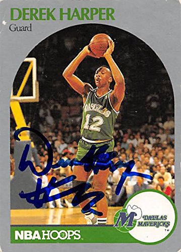 Sports Memorabilia Derek Harper Autographed Basketball Card (Dallas Mavericks) 1990 Hoops #86 - Unsigned Basketball Cards