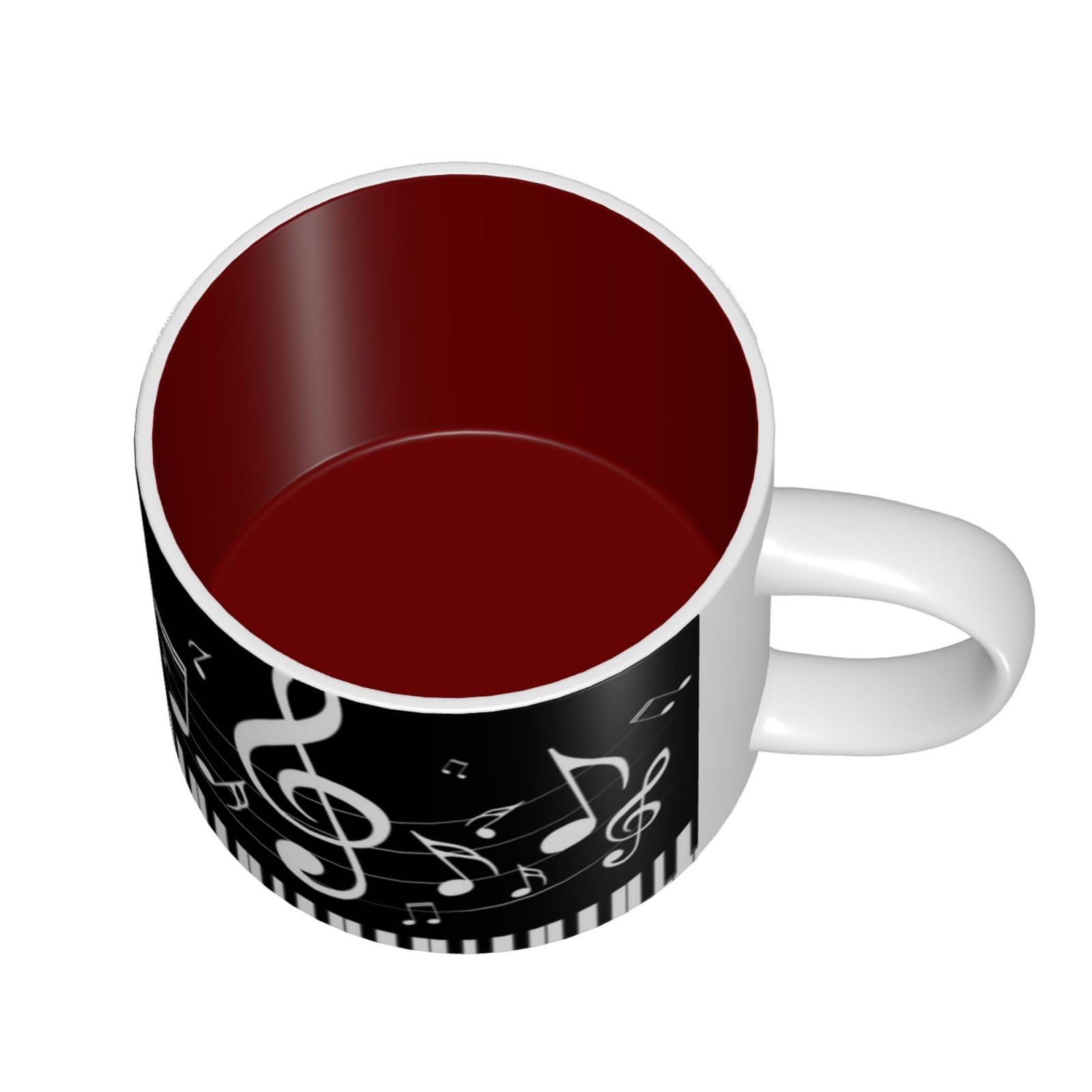Tazza da caffè in ceramica con stampa note musicali bianche e nere
