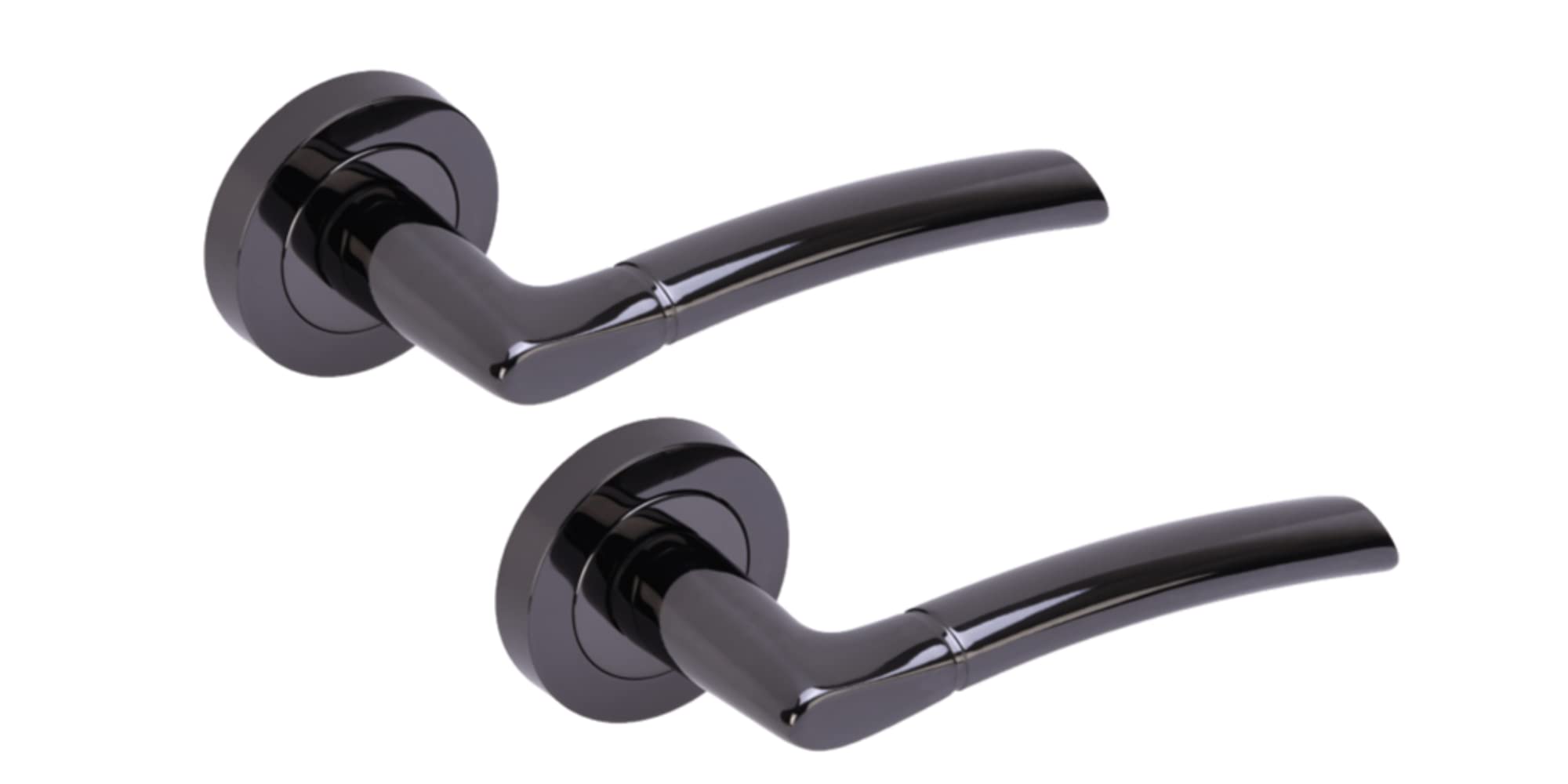 Hunta Black Nickel Handlezone® Neemo Lever On Round Rose Door Handles, Internal Passage Latch Handles, 1 Set