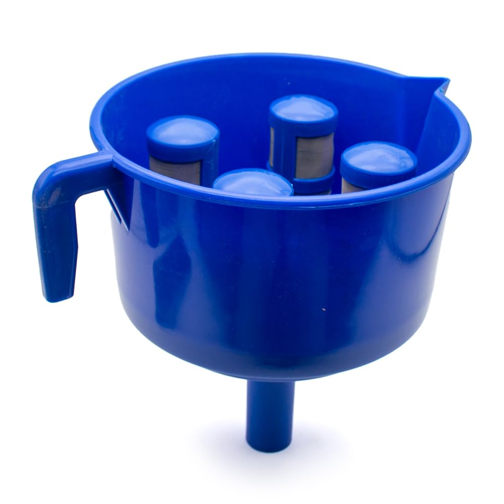Entonnoir de Filtre à Carburant, Entonnoir de Séparation Huile Eau, 4 Filtres, Filtre D'entonnoir de Cryptage en Nylon Pour Essence Diesel, Filtre à Carburant Pour Huileur,Bleu