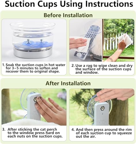 Amosijoy CWP-M Cordless Cat Window Perch, Cat Hammock With 4 Suction Cups thumb #2