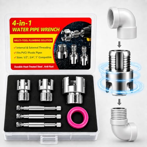 Internal & External Pipe Threading Tool Set 3Pcs PVC Pipe Threader Kit for 1/2 3/4 and 1 PVC Plastic Pipes Heavy-Duty Alloy Steel Electric Drill Compatible for Plumbing and DIY