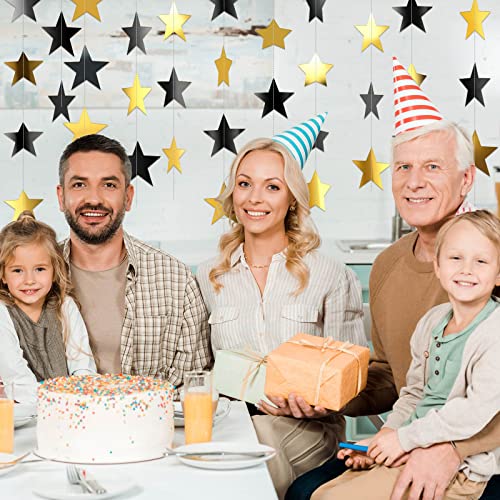 Image of Patelai Glitter Star Garland Banner 2026 Graduation Decor 130 Feet Star Hanging Banner Twinkle Backdrop for Party Birthday Classroom Wedding Supplies(Black, Gold)