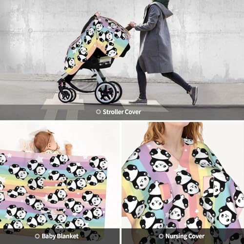 Image of Panda Baby Car Seat Canopy Cover 39x27.5 Inches Multi Use Nursing Cover for Newborn Car Seat Canopy Mom Nursing Breastfeeding Covers Newborn Shower Gifts