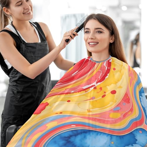 Capa para corte de cabello impermeable con patrón marmolado 65x55 pulg miniatura 6