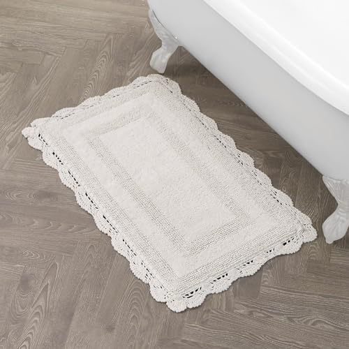 Laura Ashley Absorbent Bath Mat Reversible Crochet...