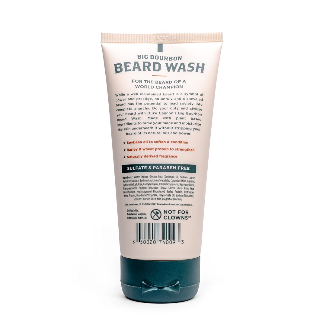 Duke Cannon Supply Co. Big Bourbon Beard Wash, 6 Fl Oz, Oak Barrel Scent - Made with Plant-based Ingredients to Strengthen, Rejuvenate, Soften and Condition