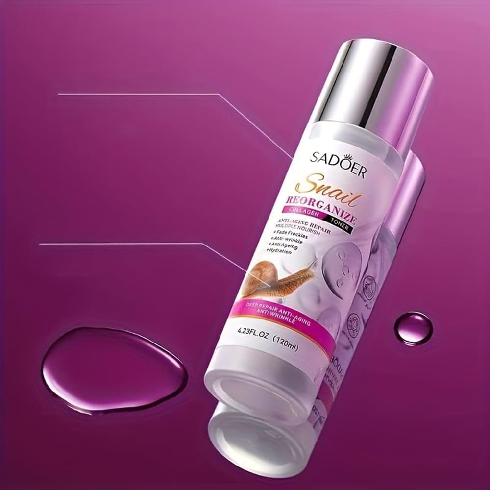 SADOER zestaw pielęgnacji ze śluzem ślimaka – oczyszczający żel, tonik, lotion, krem pod oczy, serum i krem do twarzy – nawilżanie i ujędrnianie