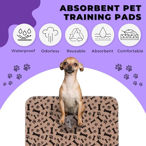 Image of MarV 2-Pack Washable Pee Pads for Dogs Non Slip Puppy Pads , Ultra-Absorbent Mats for Puppy Training, Multi-Use, Reusable Puppy Pads (Brown, S)