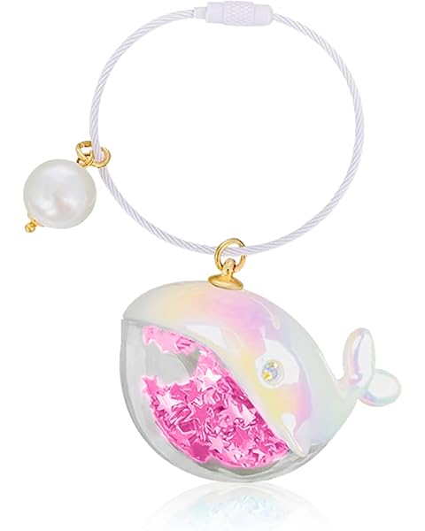 NIIIYTYB Whale Keychain Cute Pendant Adorable Sequins Animal Keyring for Backpack Car Bag Portable Funny Whale Accessory for Adults Ocean Theme Key Chain(Pink)