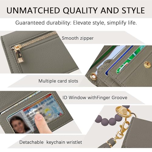Image of Keychain Wallet for Women,RFID Wristlet Wallet with Beaded Strap