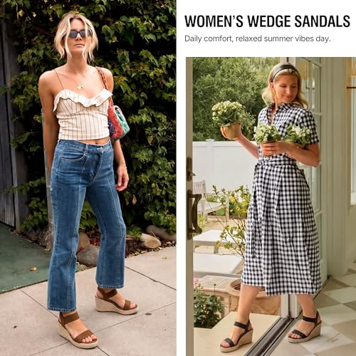 Image of Vepose Women's Open Toe Espadrille Wedge Sandals with Ankle Strap 881
