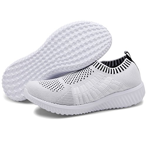 TIOSEBON Women's Athletic Walking Shoes Casual Mesh-Comfortable Work Sneakers 8.5 US White