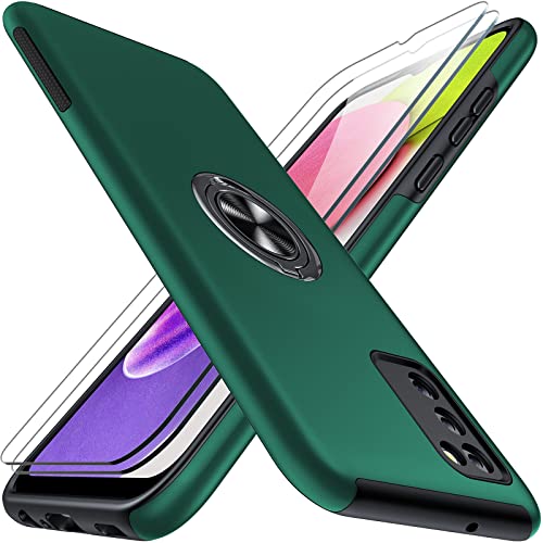 JAME for Samsung A03s Case, Samsung Galaxy A03s Case with Screen Protector[2 Pcs], Slim Soft Shockproof Phone Case with Rotation Kickstand [Magnetic Car Mount Feature] for Glaaxy A03s Case-Green