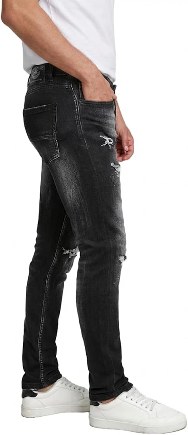 Men's Slim Fit Stretch Jeans Ripped Skinny Jeans for Men, Casual Straight Leg Streetwear Comfort Male Pants - Image 5