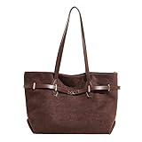 PU レザートートハンドバッグ つや消しショルダーバッグ 大容量 脇袋(コーヒー)