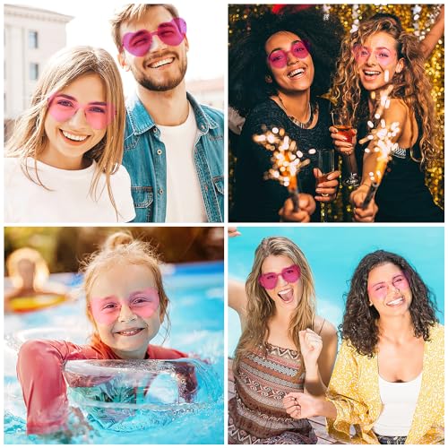 Heart Sunglasses 2 Pairs Heart Shaped Sunglasses Womens Heart Glasses Rave Sunglasses for Women Party Favors3