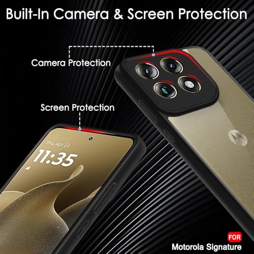 Image of TheGiftKart Hybrid Shockproof Back Cover Case for Motorola Moto Signature 5G | Camera Protection Module | Hard Back Cover Case for Moto Signature 5G (PC & TPU, Transparent Clear Back, Black Sides)