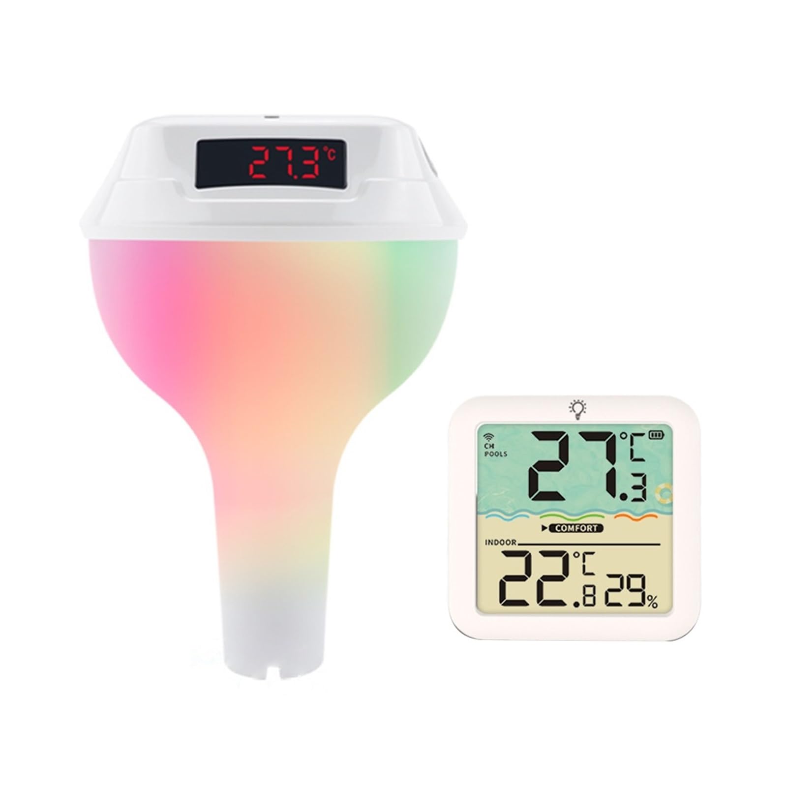 Termometr Do Wody Termometr Do Basenu Zewnętrznego Zasilany Energią Słoneczną, Wyświetlacz LED, Miernik Temperatury Wody, Wodoodporny Monitor Temperatury Wanny Basenowej, Artykuły Basenowe(White)