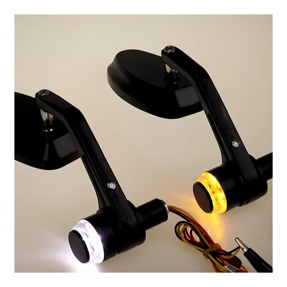Espejos Retrovisores Laterales Con Luz De Señal De Giro DRL Motocicletas Para Buell Para Du&cati Para Ha&rley Color Negro Retrovisor moto