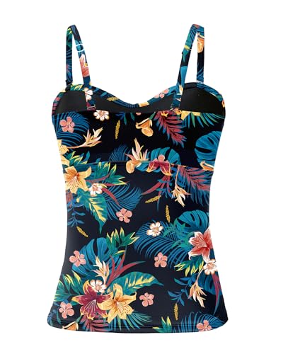 Holipick Tankini Top for Women Twist Front Bandeau Swimsuit Tummy Control Bathing Suit Tops Only No Bottom2